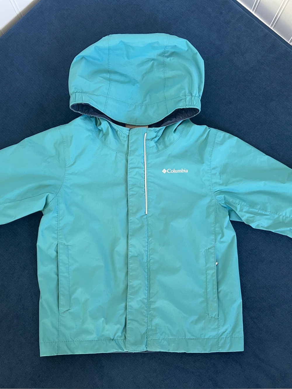 Columbia Kids light blue/teal Hooded Rain Jacket